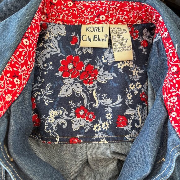 Vintage Womens Denim‎ Shirt Size 16 Bandana Patchwork Cowgirl Western - Picture 4 of 7